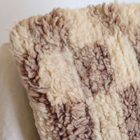 Wool Checkered Pillow in Dusty Rose