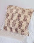 Wool Checkered Pillow in Dusty Rose