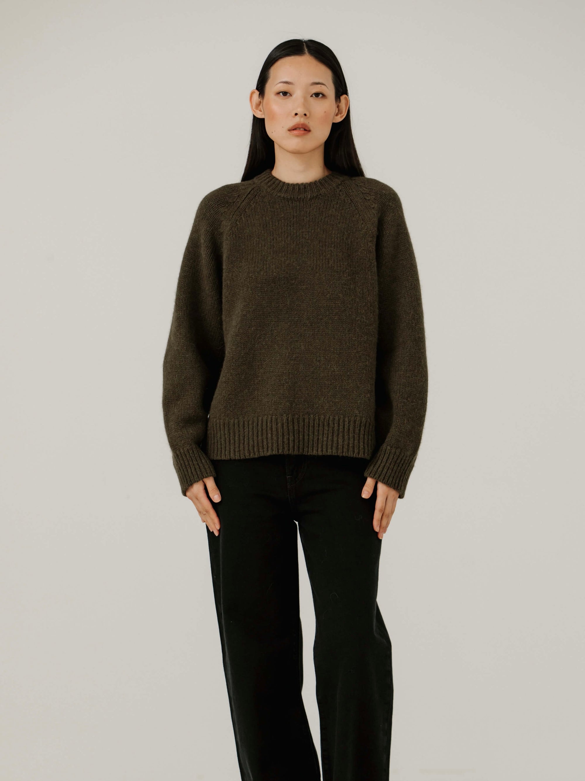 Classic Oversized Crewneck in Olive