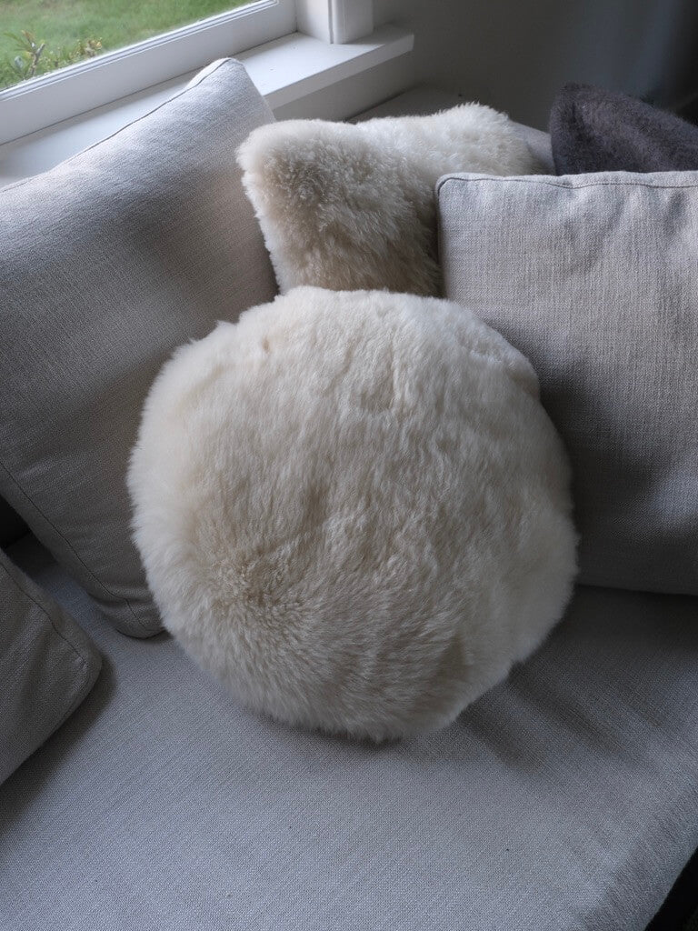 Round Alpaca Pillow in Cream