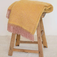 Mohair Blanket in Yellow and Pink