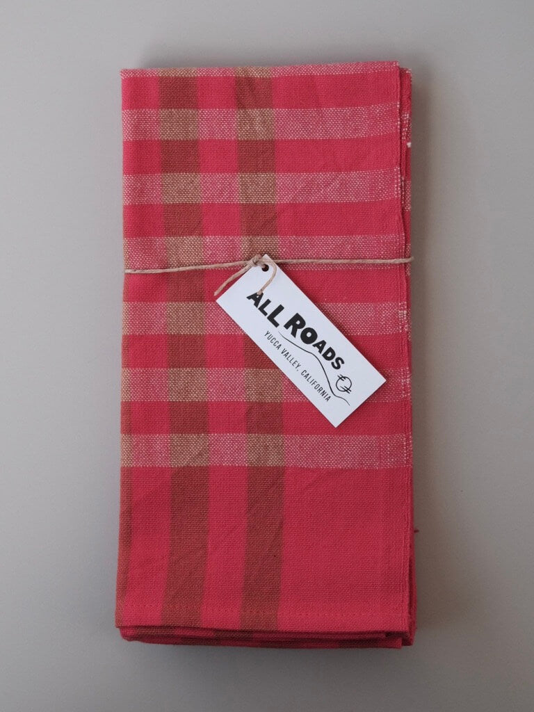 Plaid Napkin Set in Hot Pink