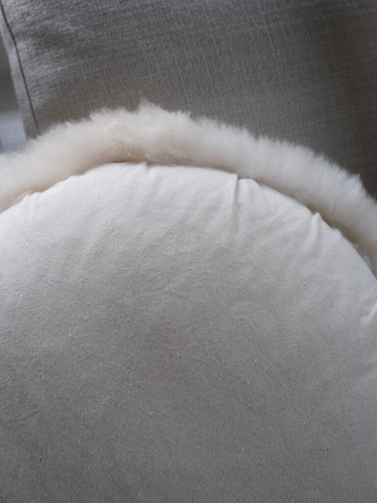Round Alpaca Pillow in Cream