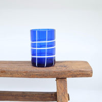 Checkered Glass in Deep Blue and White