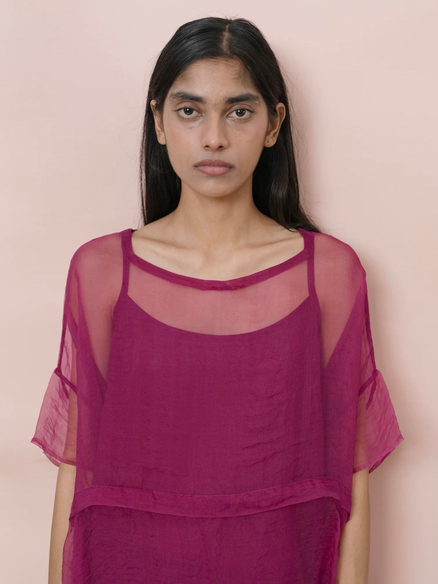 Silk Dress in Magenta