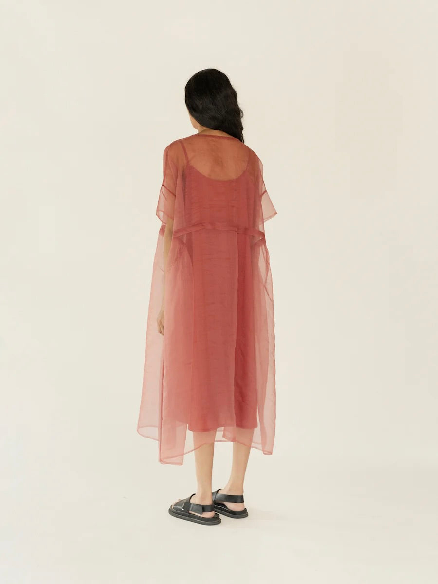 Silk Dress in Salmon