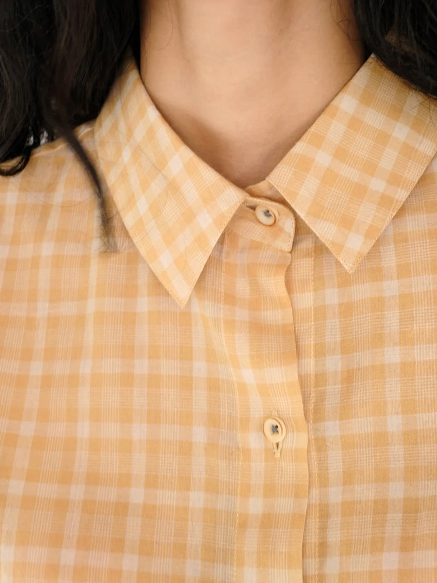 Cotton Shirt in Yellow Checks