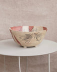 Footed Bowl with Flowers and Terra Cotta Glaze