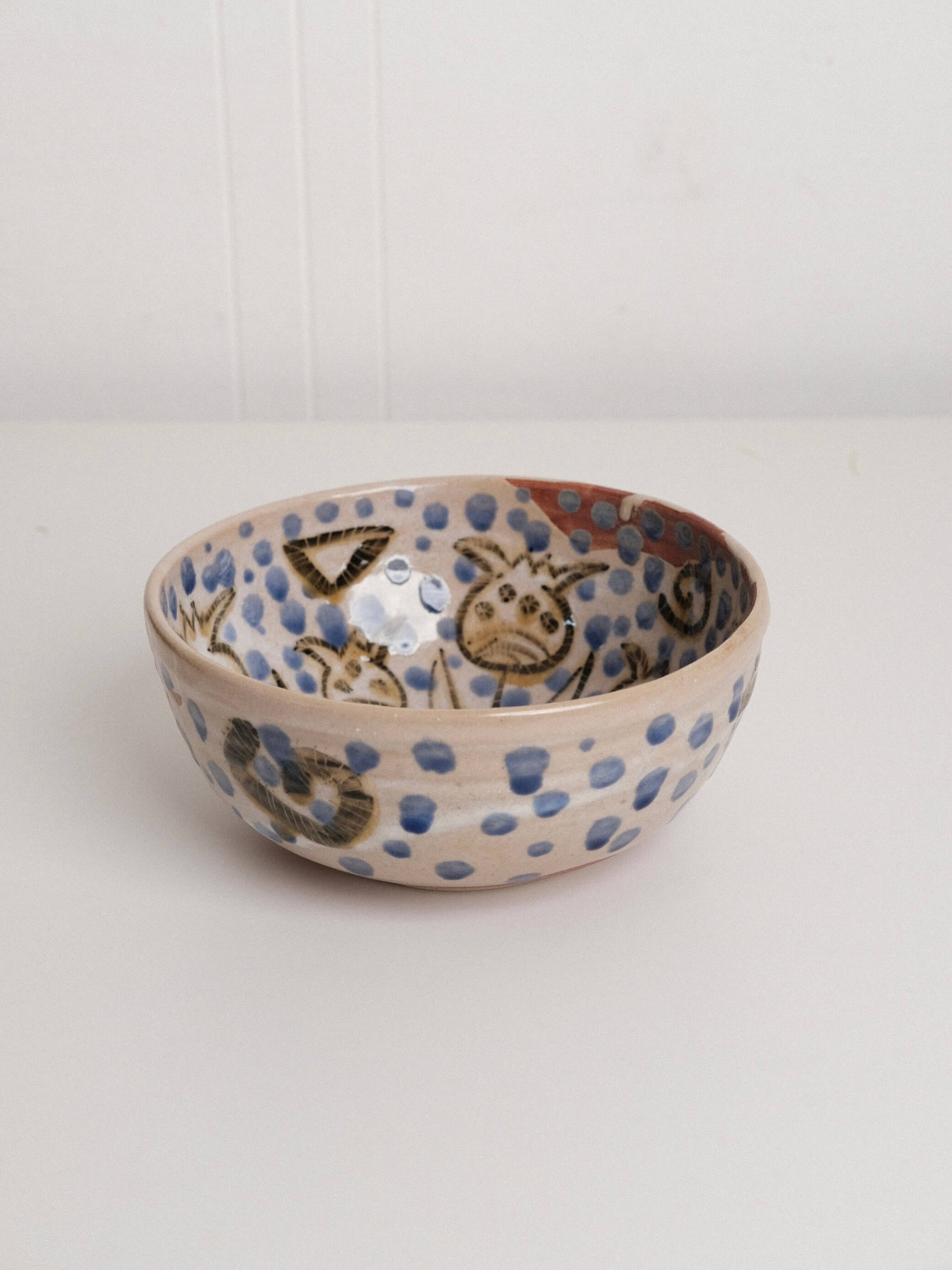 Medium Blue Polka Dot Serving Bowl no. 1