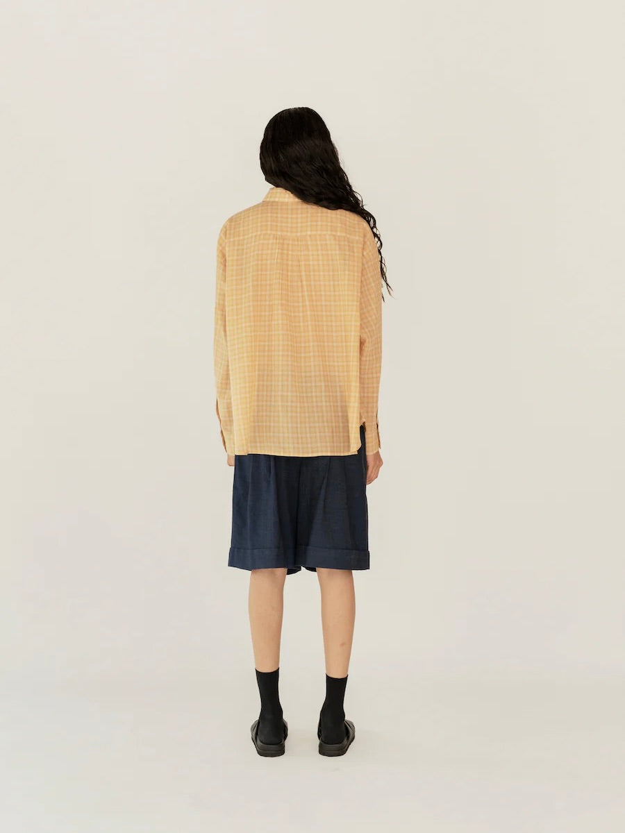 Cotton Shirt in Yellow Checks