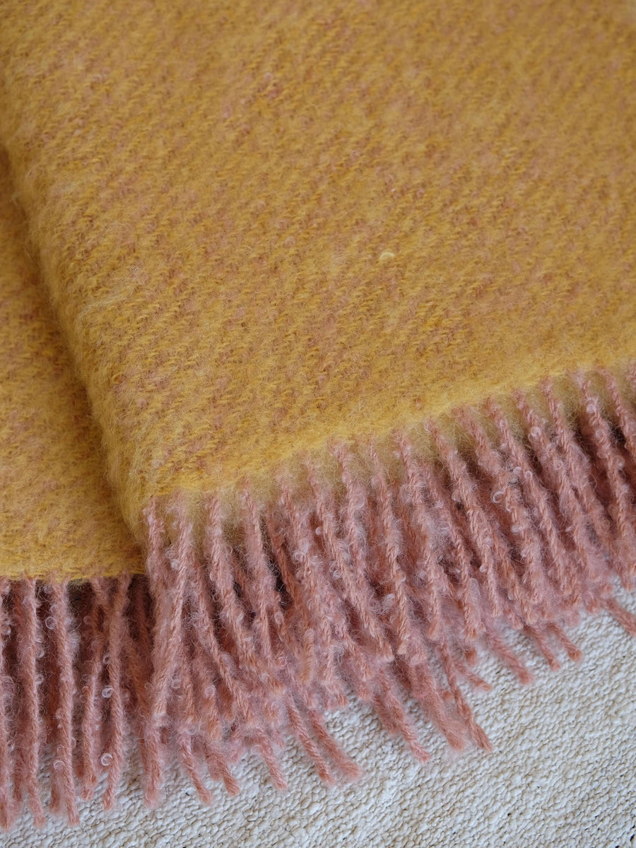 Mohair Blanket in Yellow and Pink