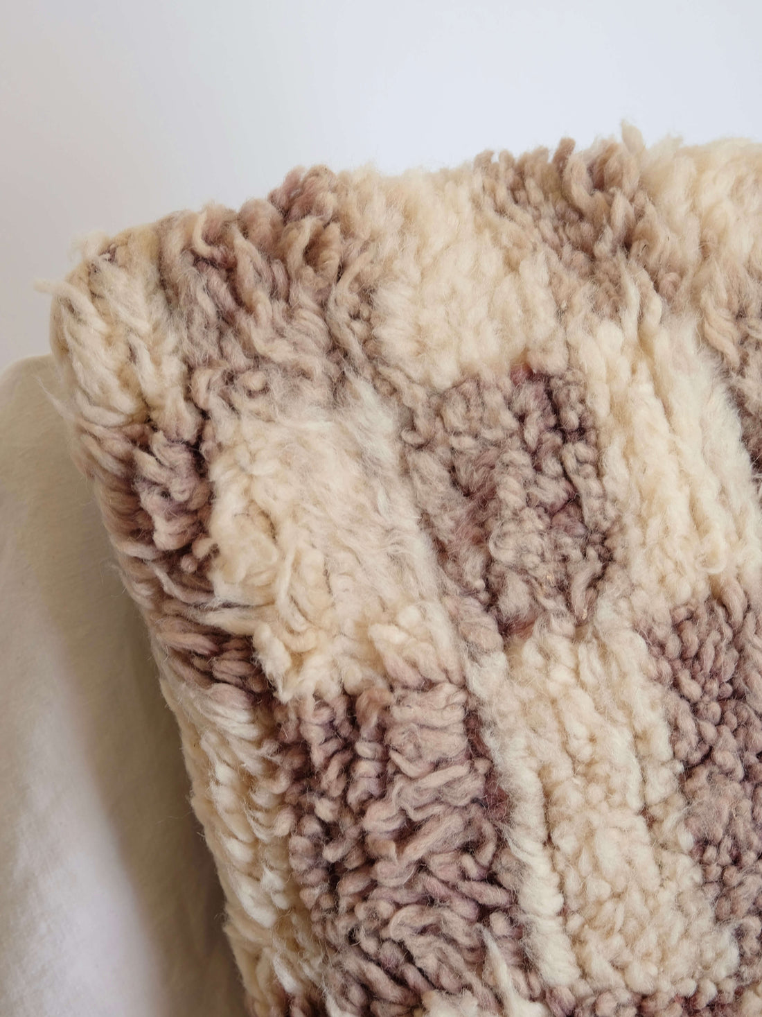 Wool Checkered Pillow in Dusty Rose