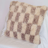 Wool Checkered Pillow in Dusty Rose