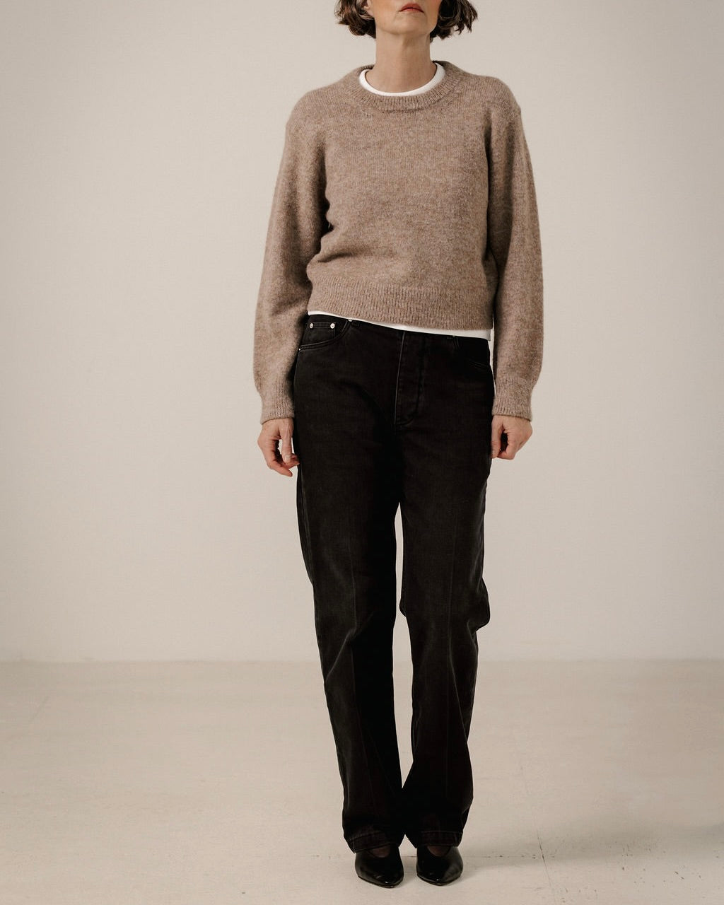 Baby Alpaca Crewneck in Dark Fawn