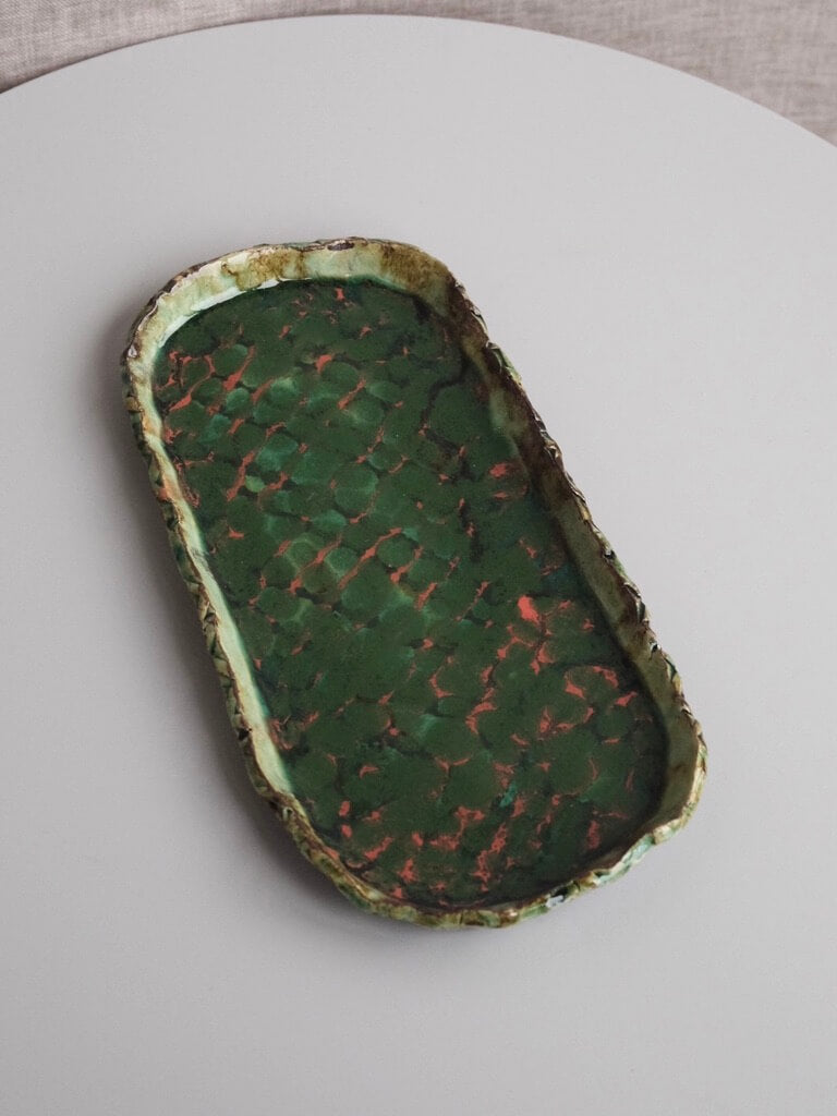 Mottled Green and Orange Tray