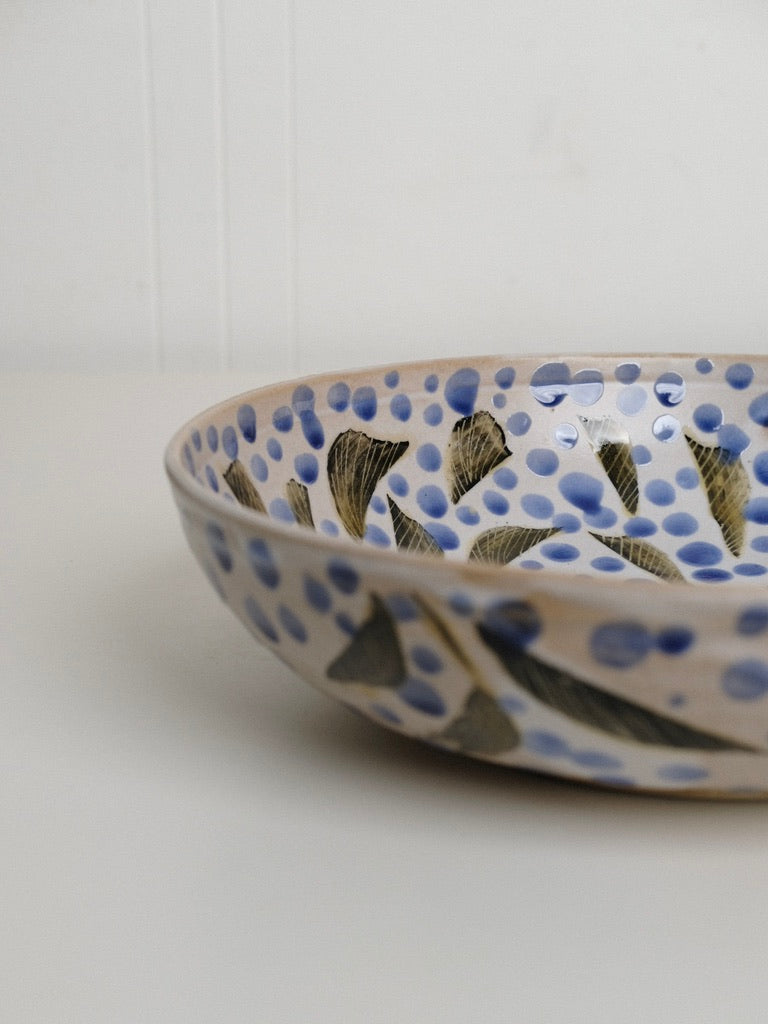 Large Shallow Polka Dot Serving Bowl