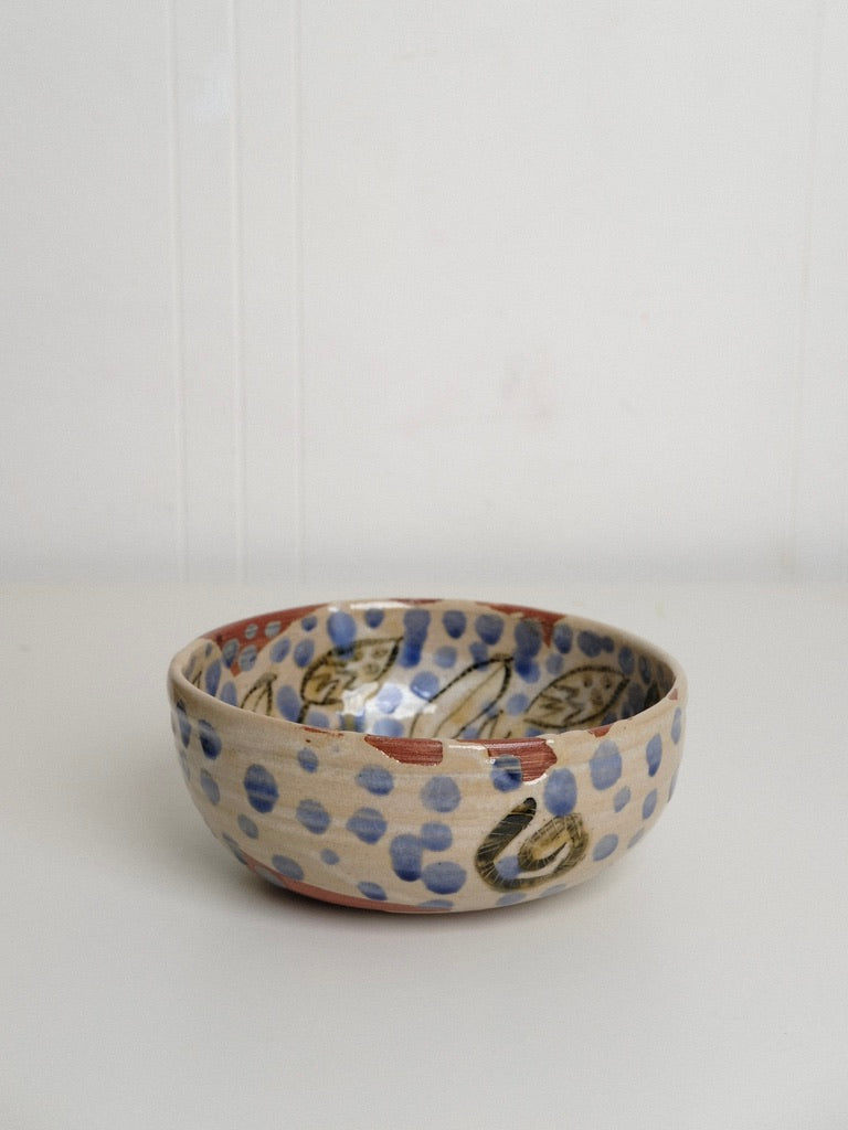 Medium Blue Polka Dot Serving Bowl no. 1