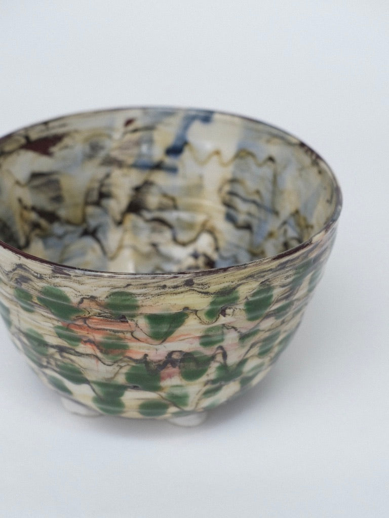 Footed Green Polka Dot Bowl