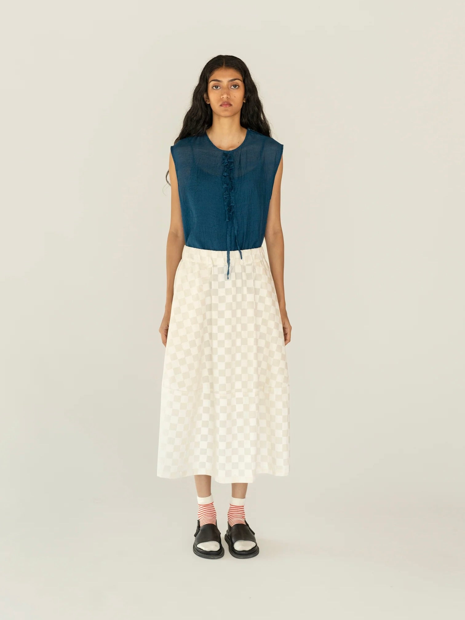 A-Line Skirt in White Check