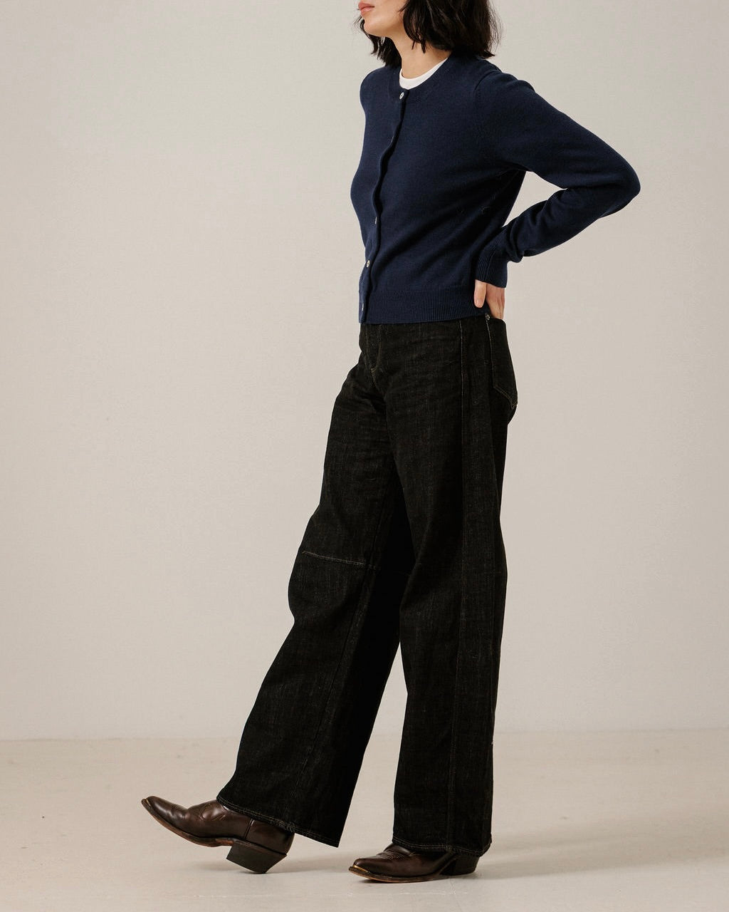 Classic Merino Cardigan in Navy
