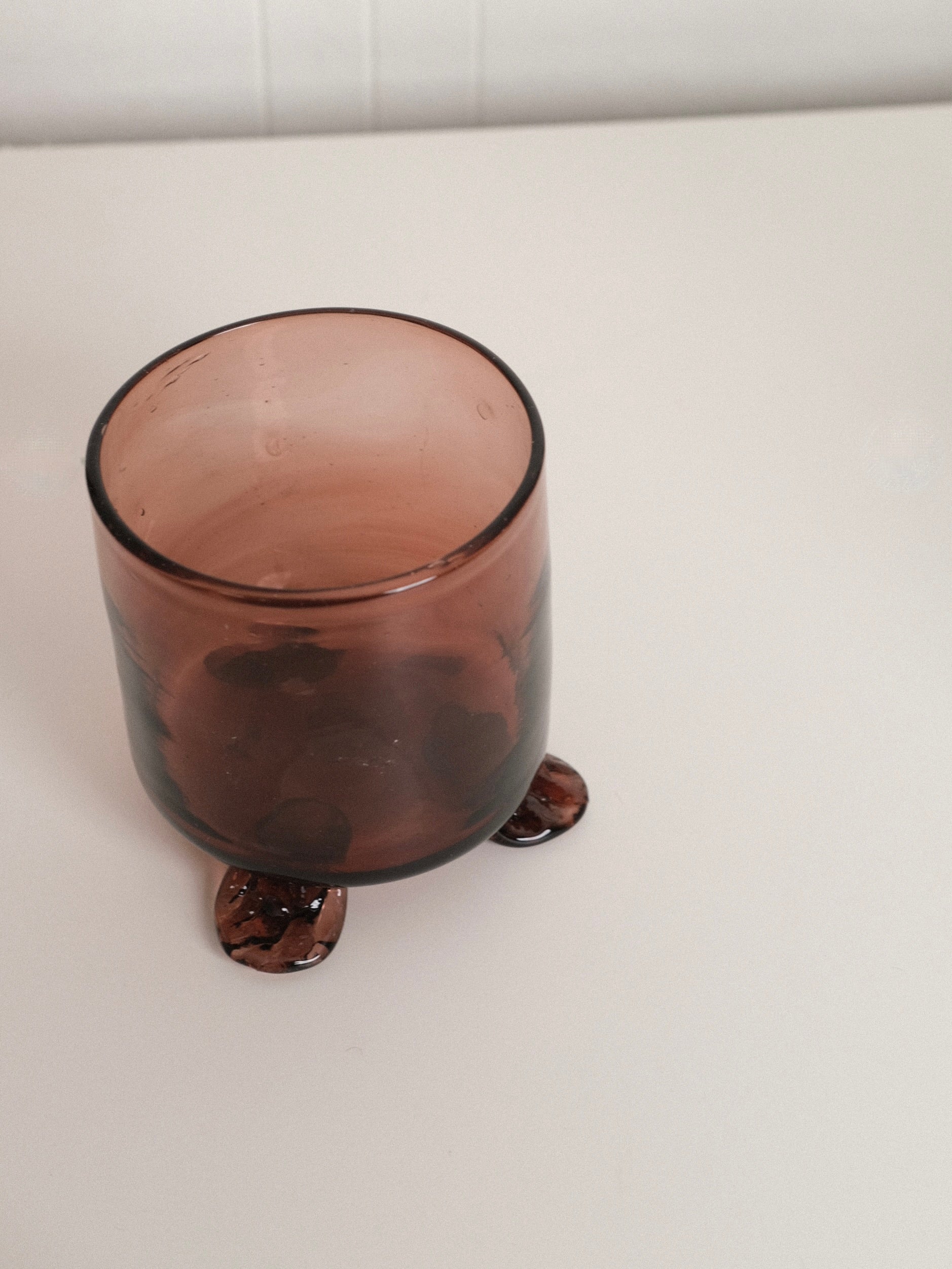 Footed Hurricane Vase in Raspberry