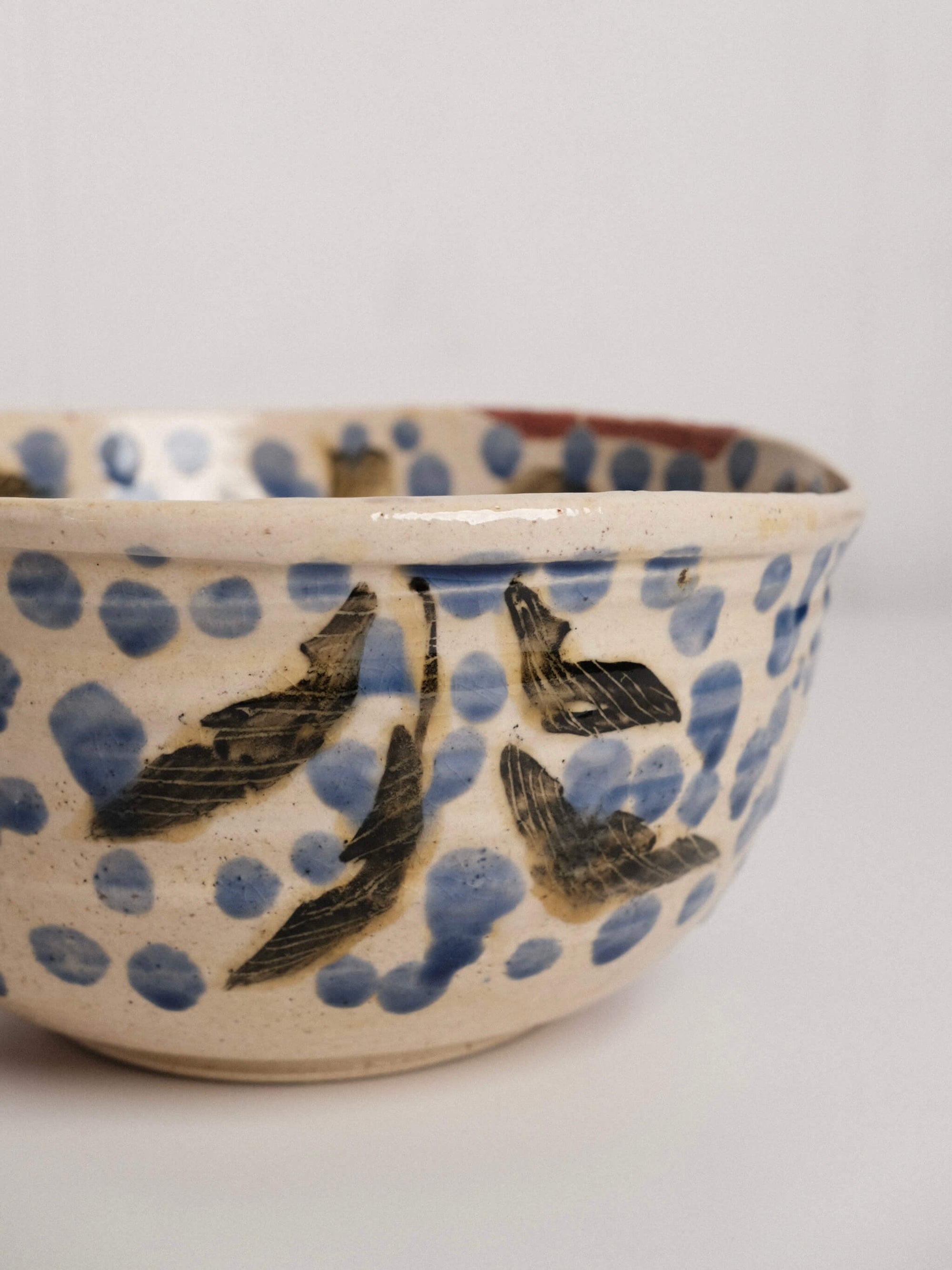 Large Blue Polka Dot Serving Bowl