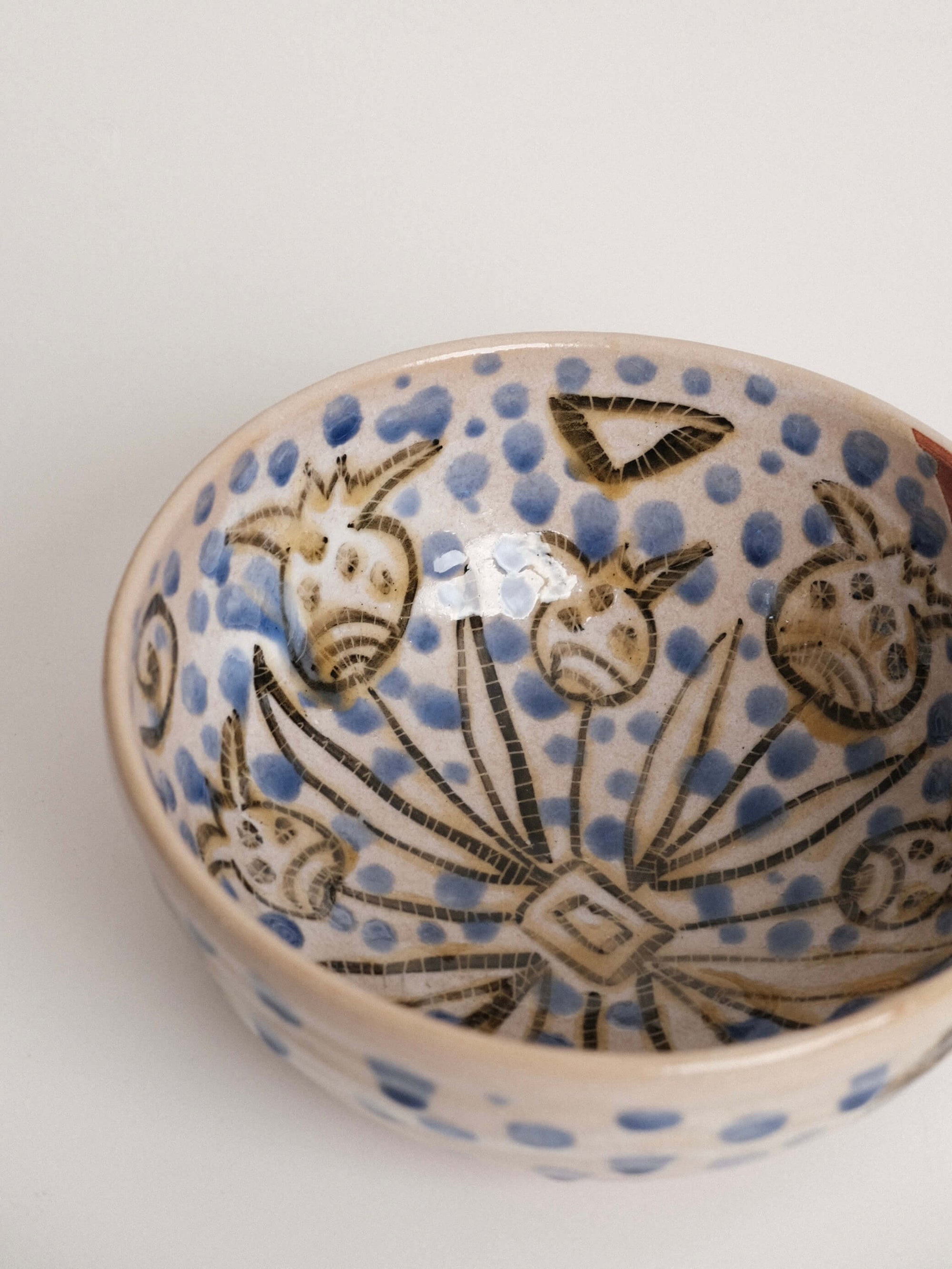 Medium Blue Polka Dot Serving Bowl no. 1