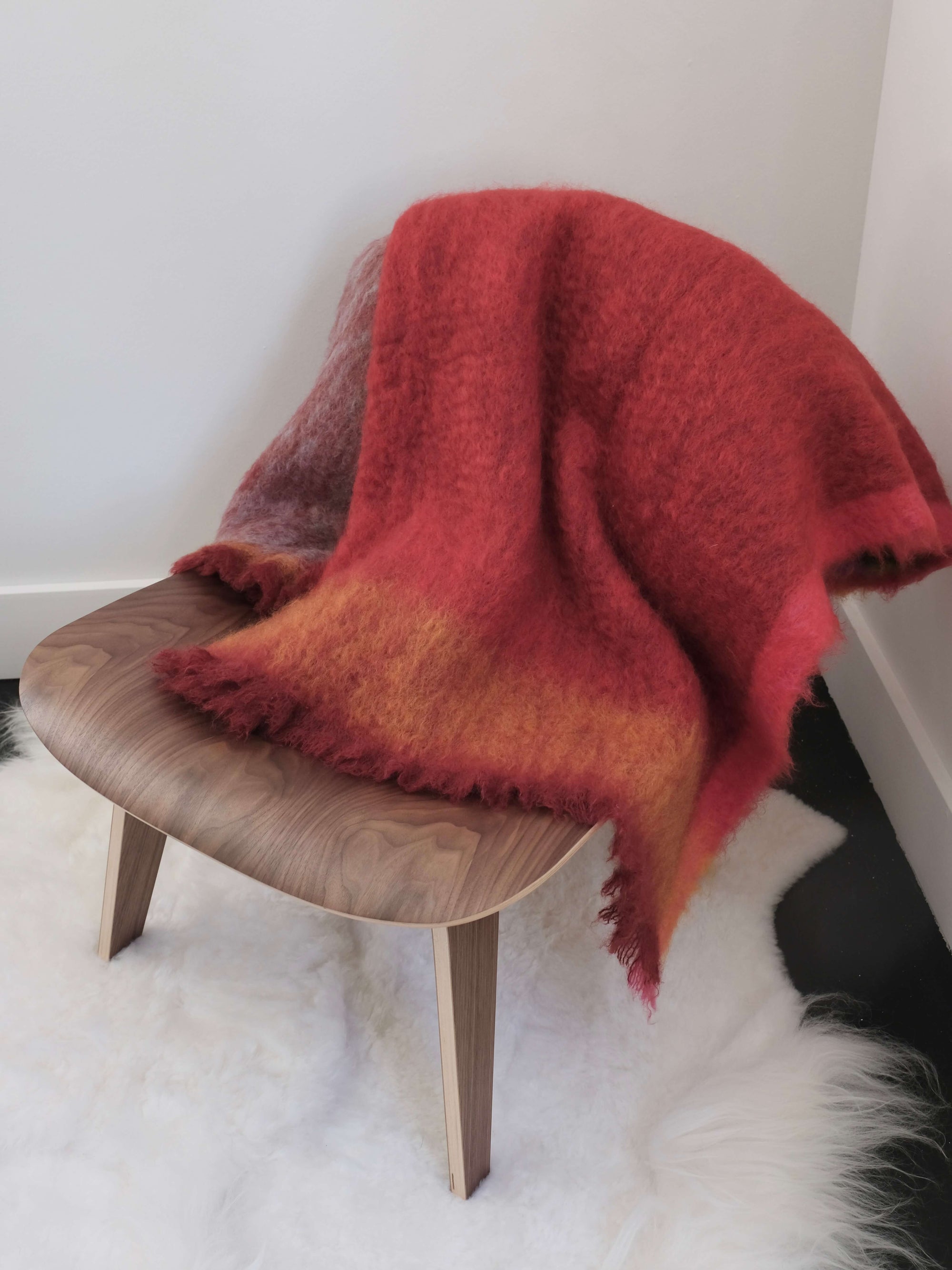 Mohair Blanket in Red Melange