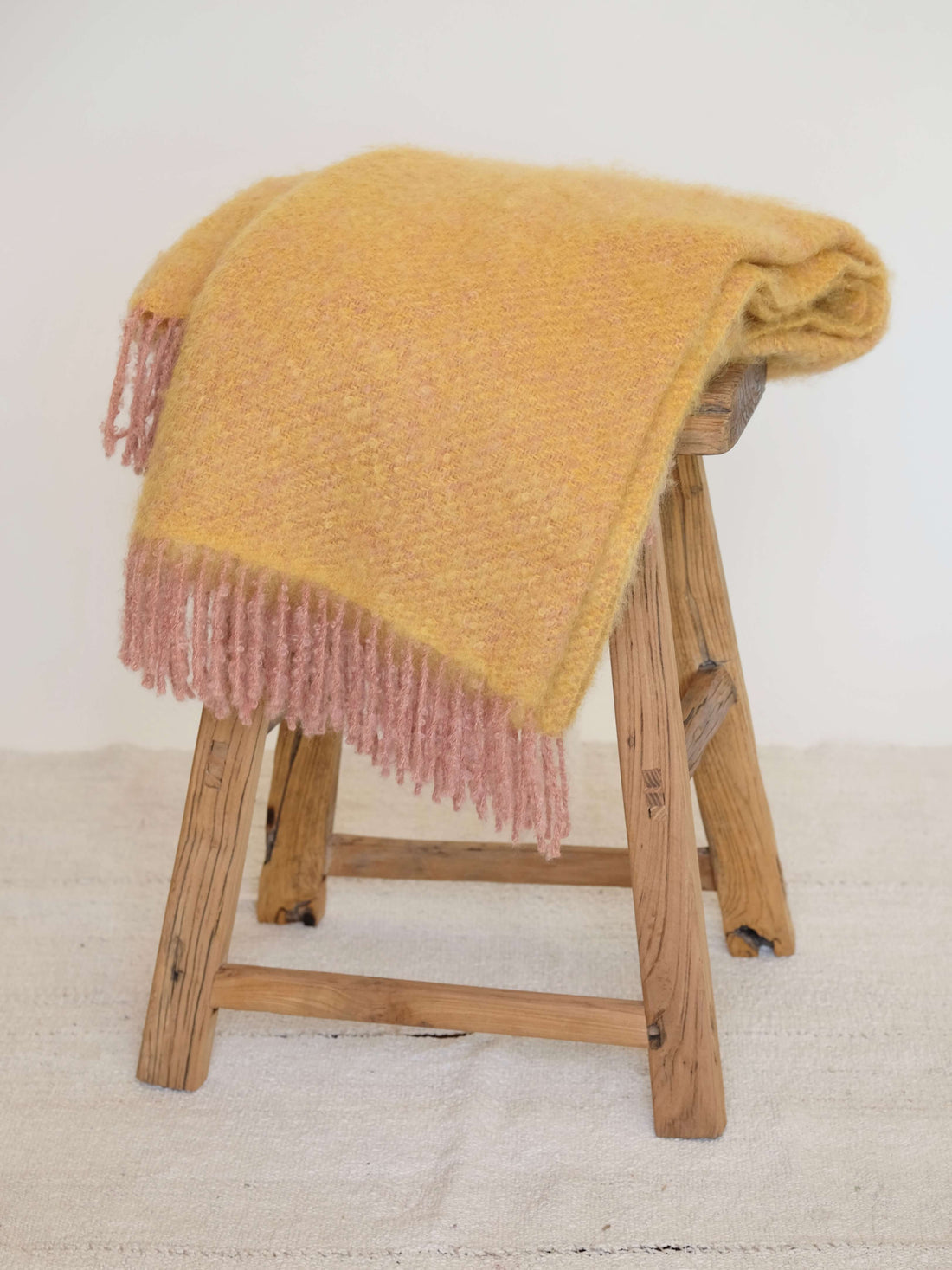 Mohair Blanket in Yellow and Pink