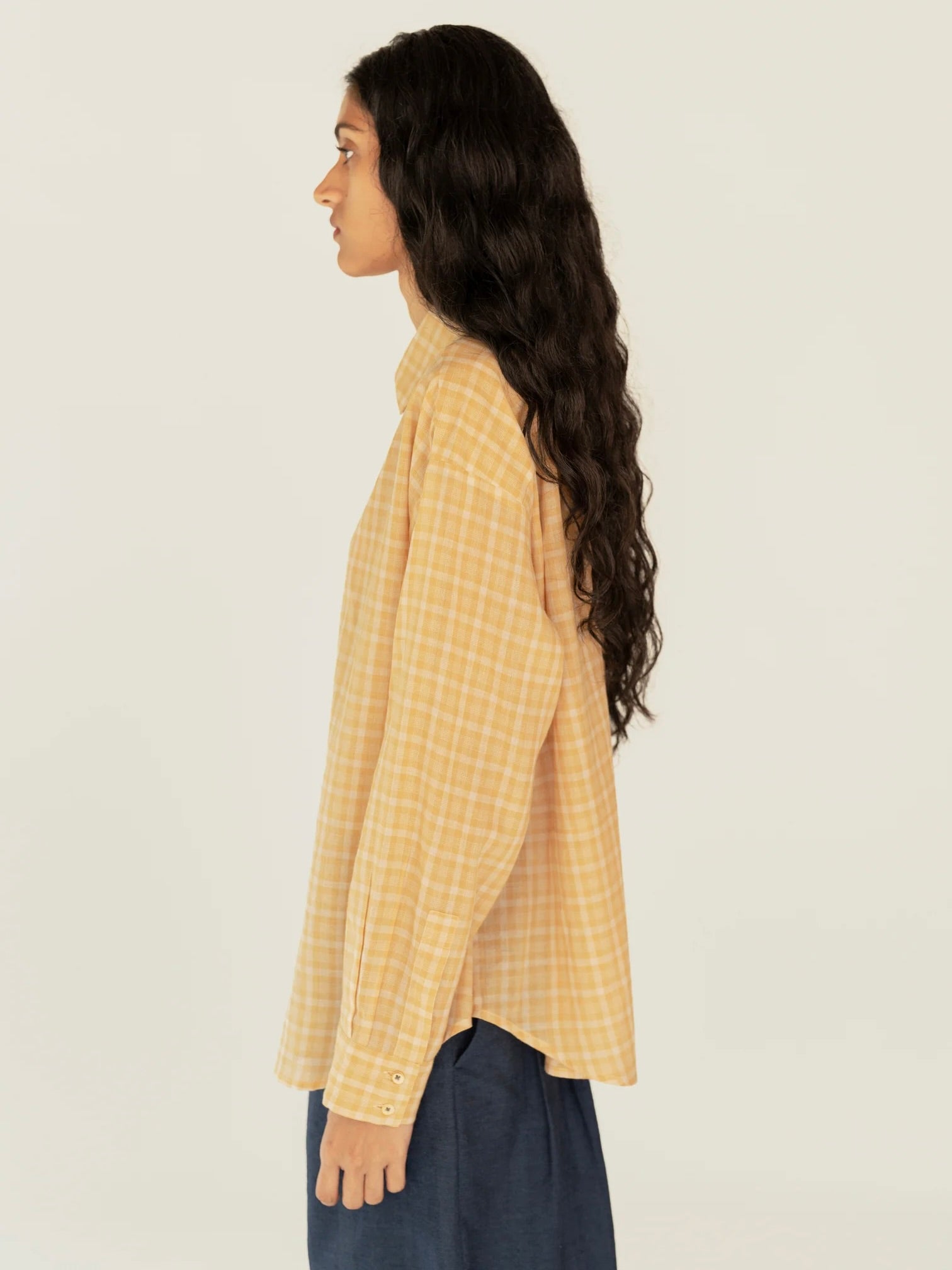 Cotton Shirt in Yellow Checks