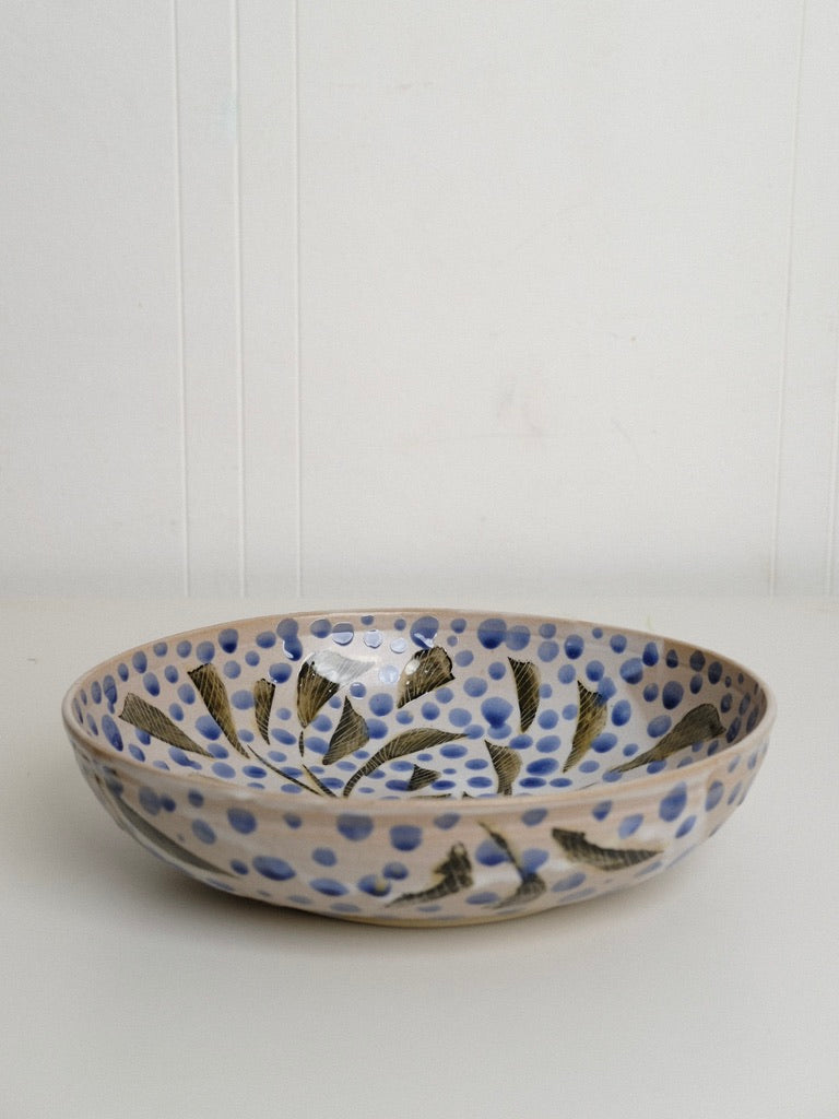 Large Shallow Polka Dot Serving Bowl