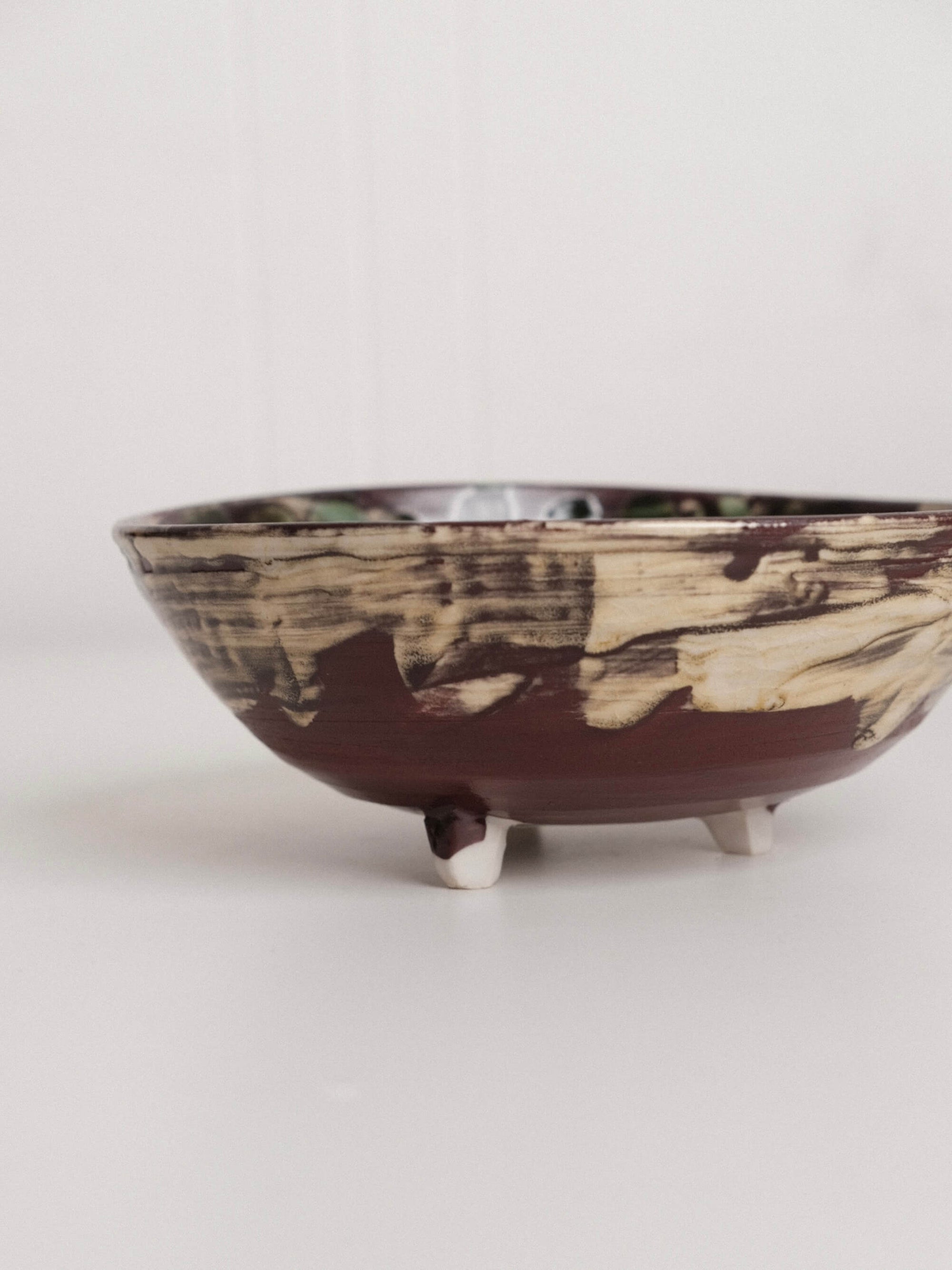 Footed Green Polka Dot Breakfast Bowl