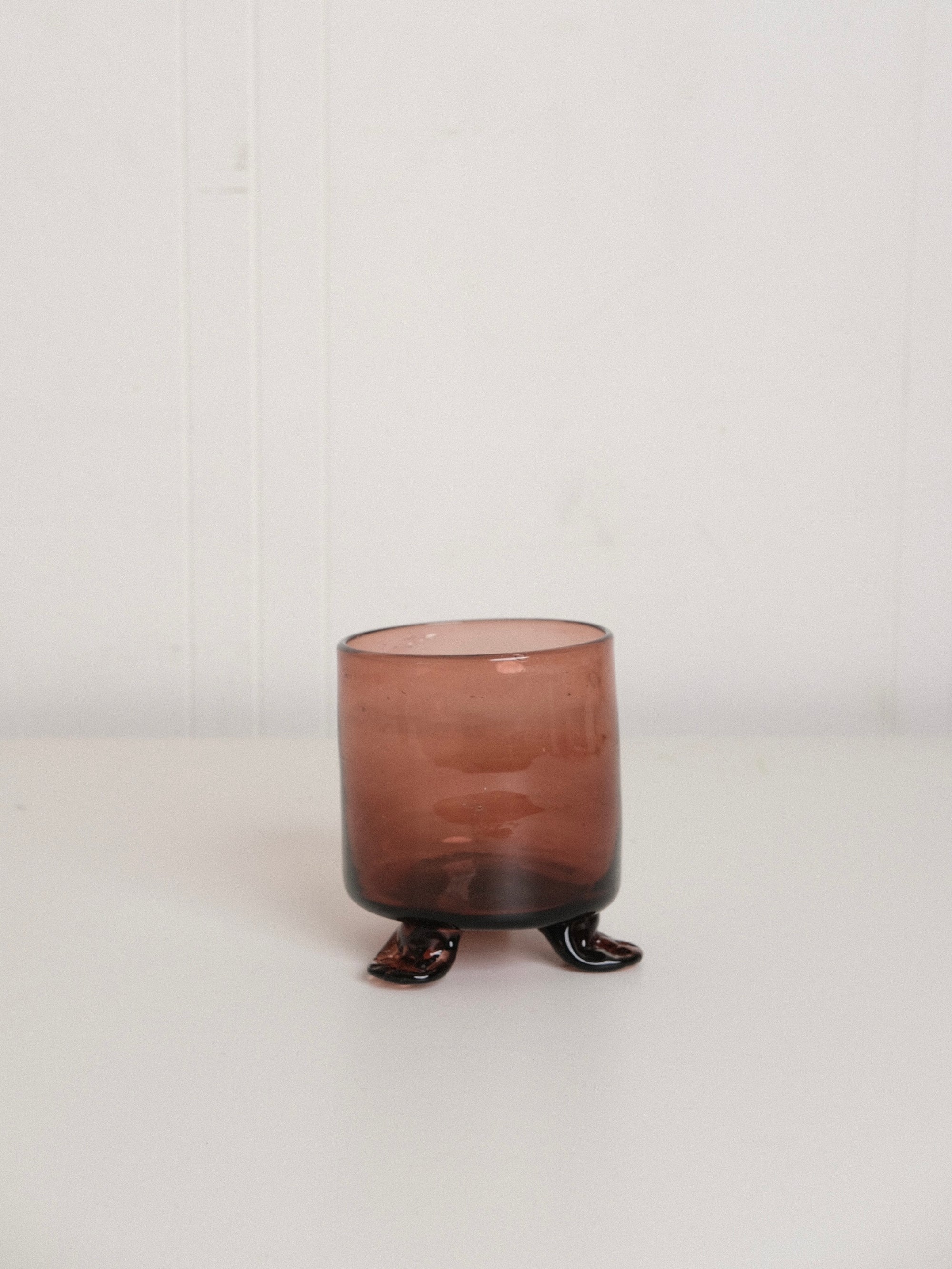 Footed Hurricane Vase in Raspberry