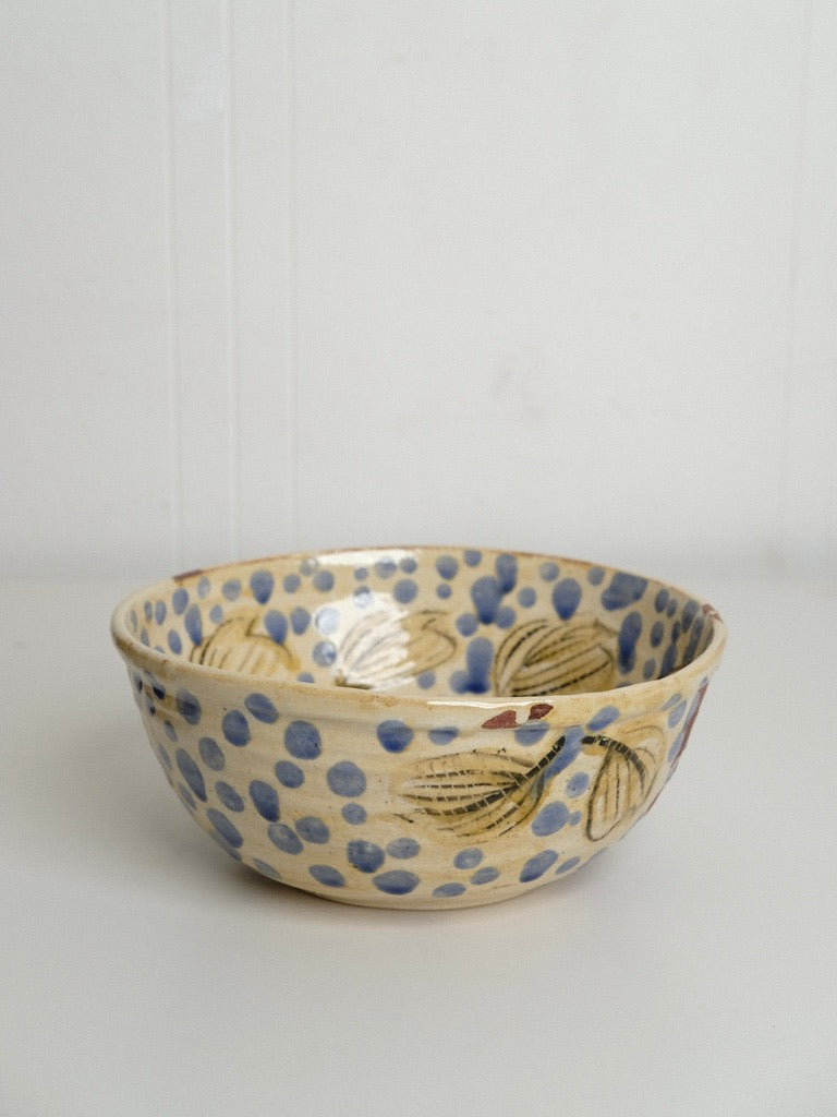 Large Blue Polka Dot Serving Bowl