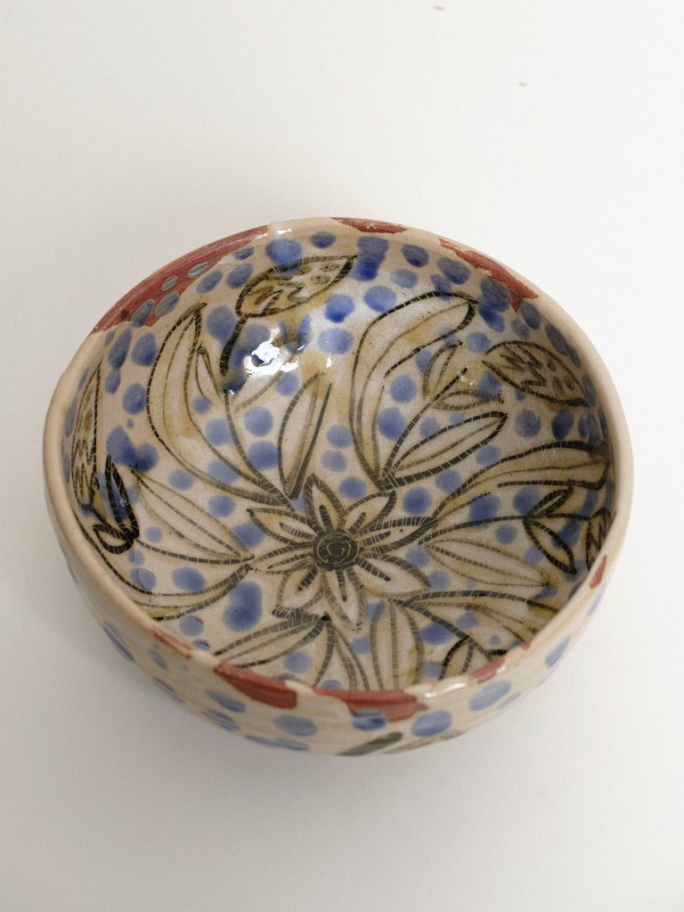Medium Blue Polka Dot Serving Bowl no. 1