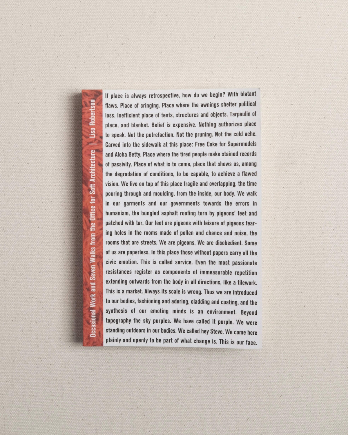 Occasional Work and Seven Walks from the Office of Soft Architecture by Lisa Robertson