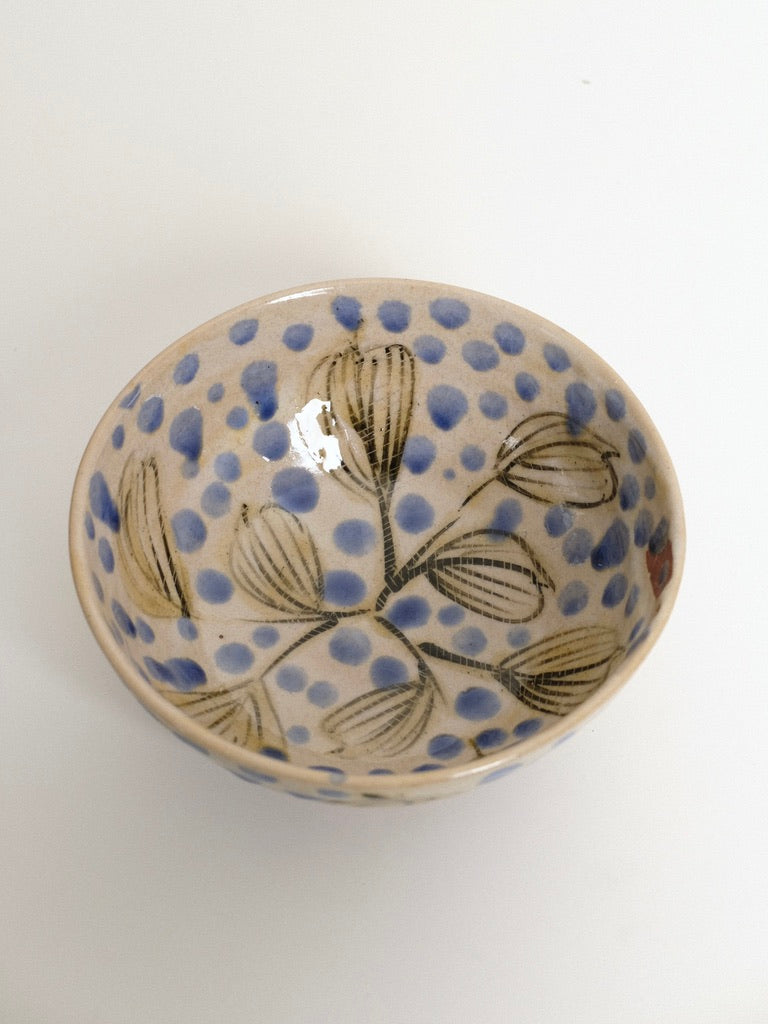 Small Blue Polka Dot Serving Bowl