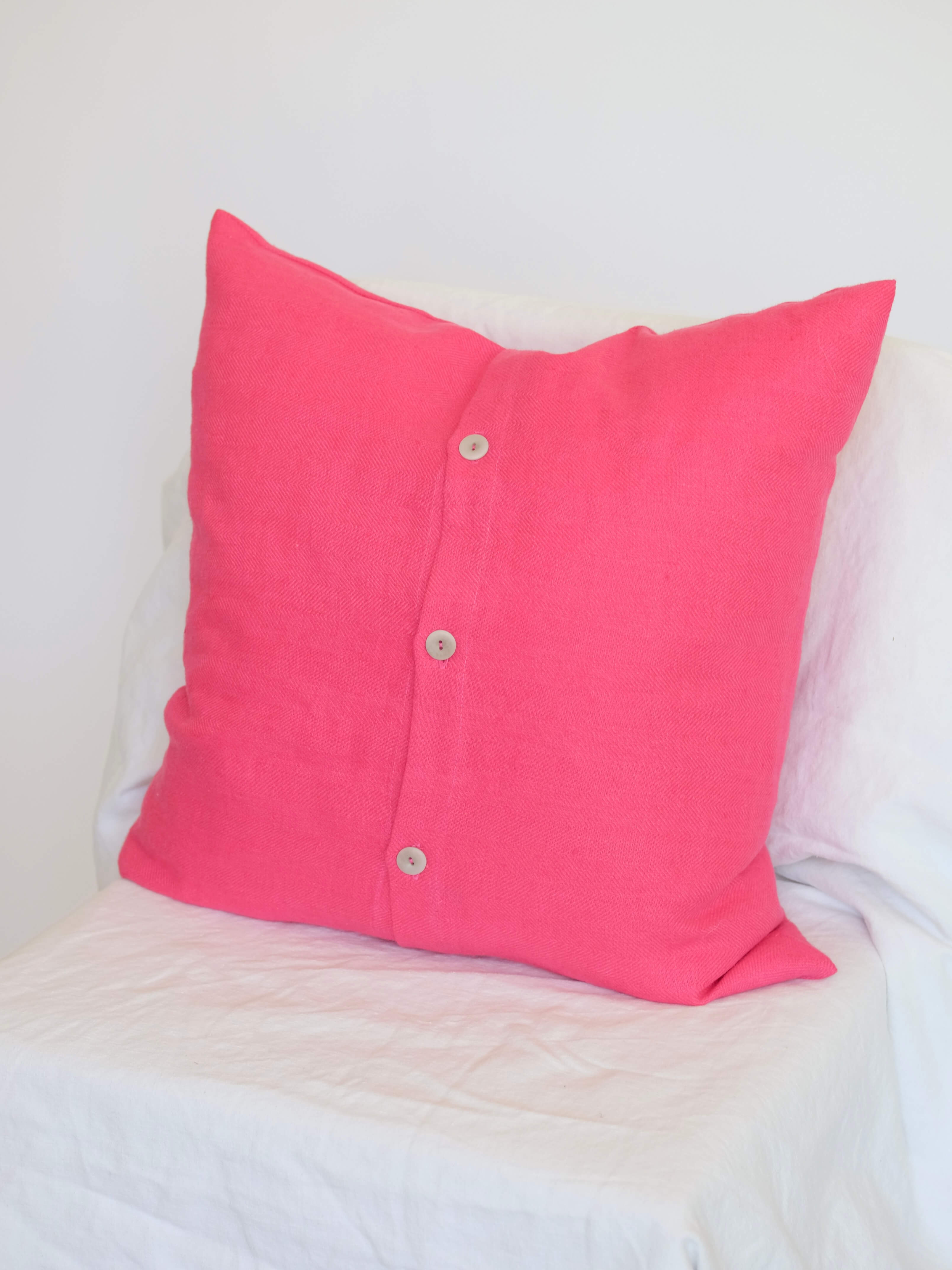 Linen Pillow in Hot Pink