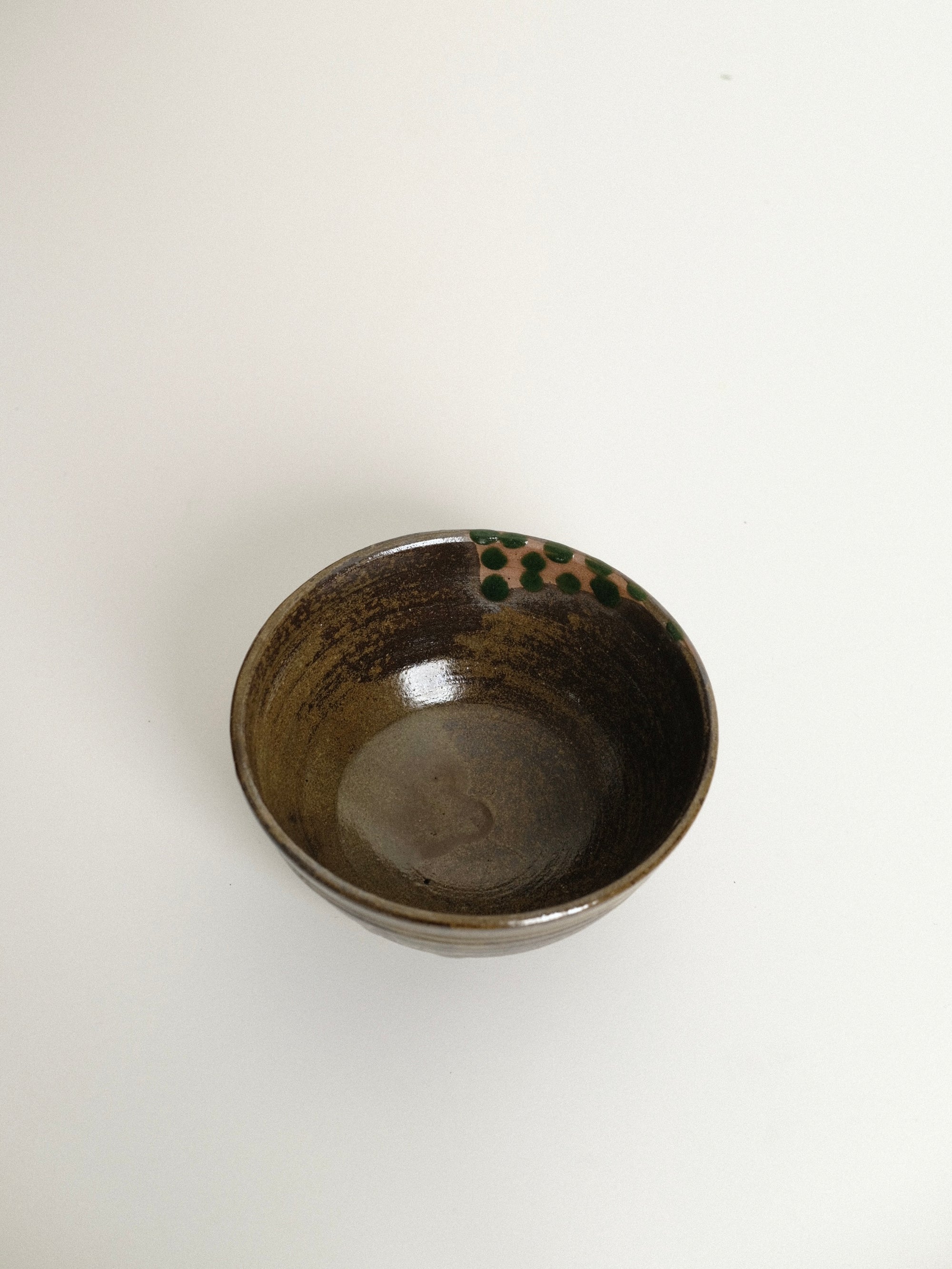 Small Green Polka Dot Serving Bowl