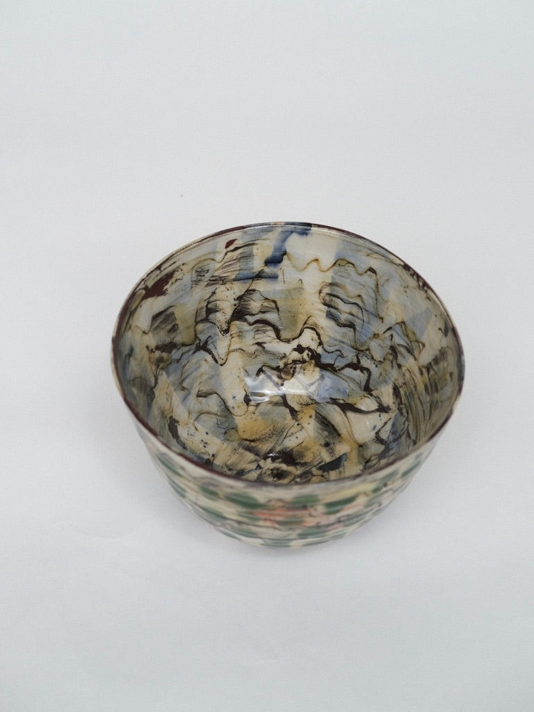 Footed Green Polka Dot Bowl