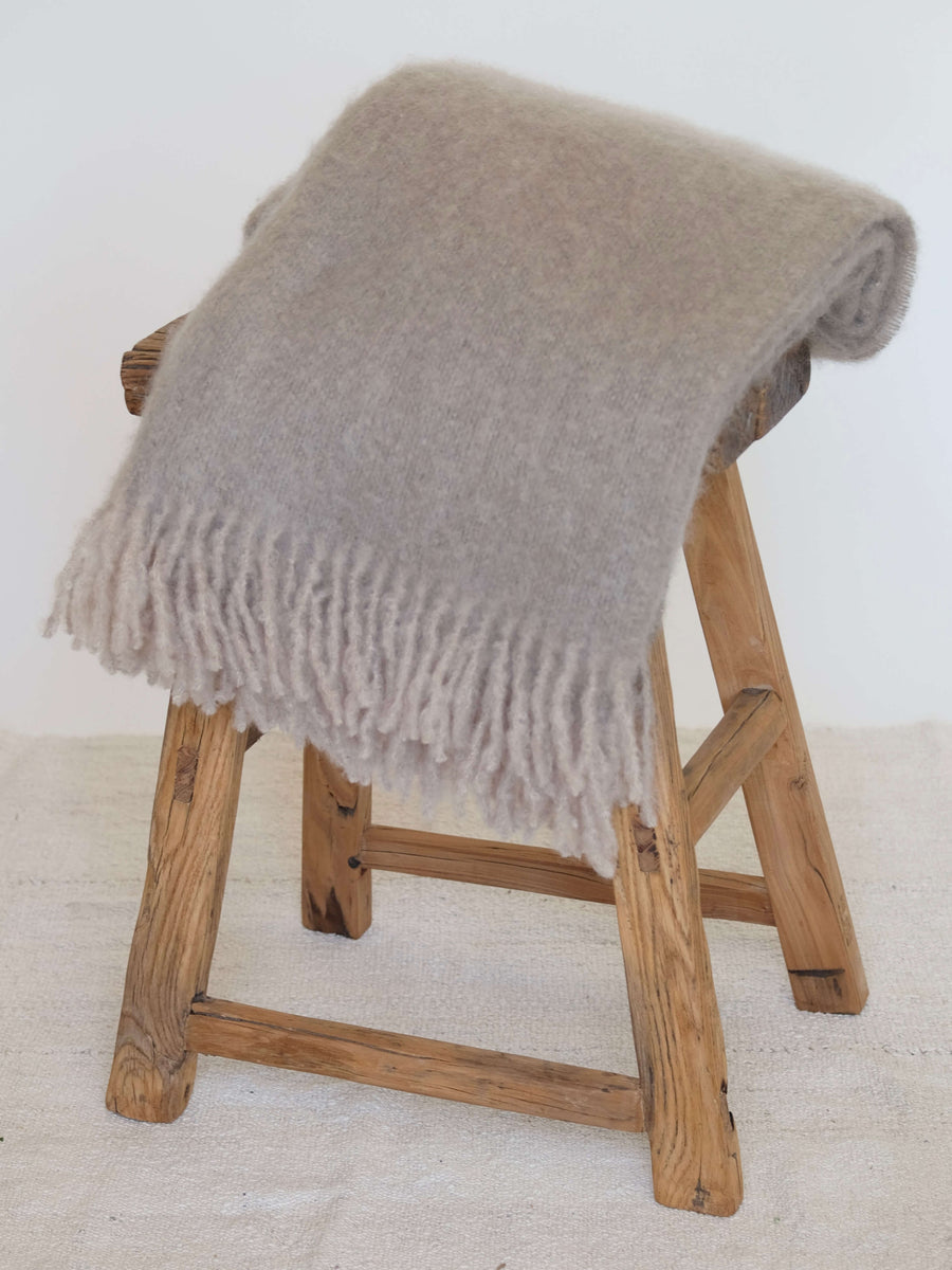 Mohair Blanket in Taupe and Oyster