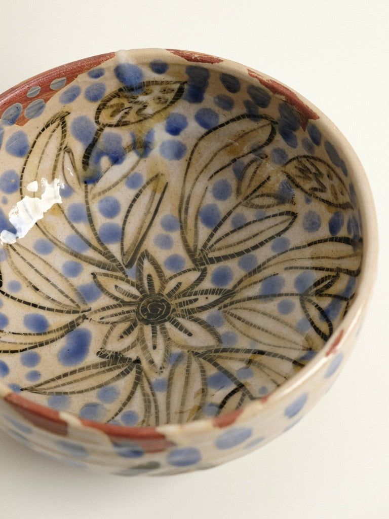 Medium Blue Polka Dot Serving Bowl no. 1