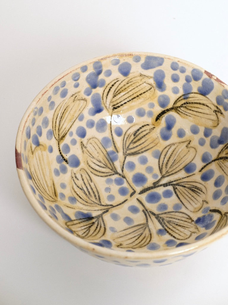 Large Blue Polka Dot Serving Bowl