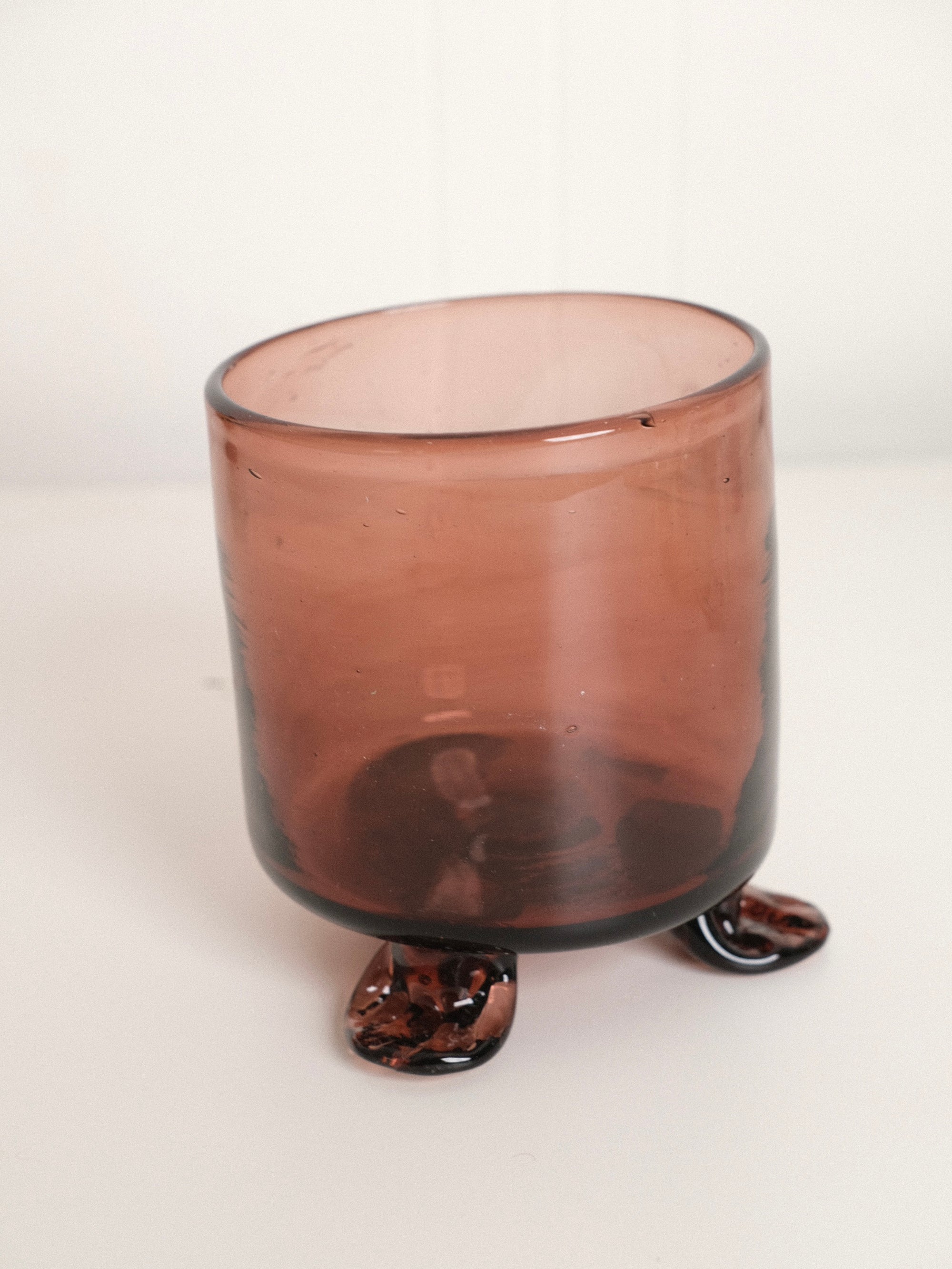 Footed Hurricane Vase in Raspberry