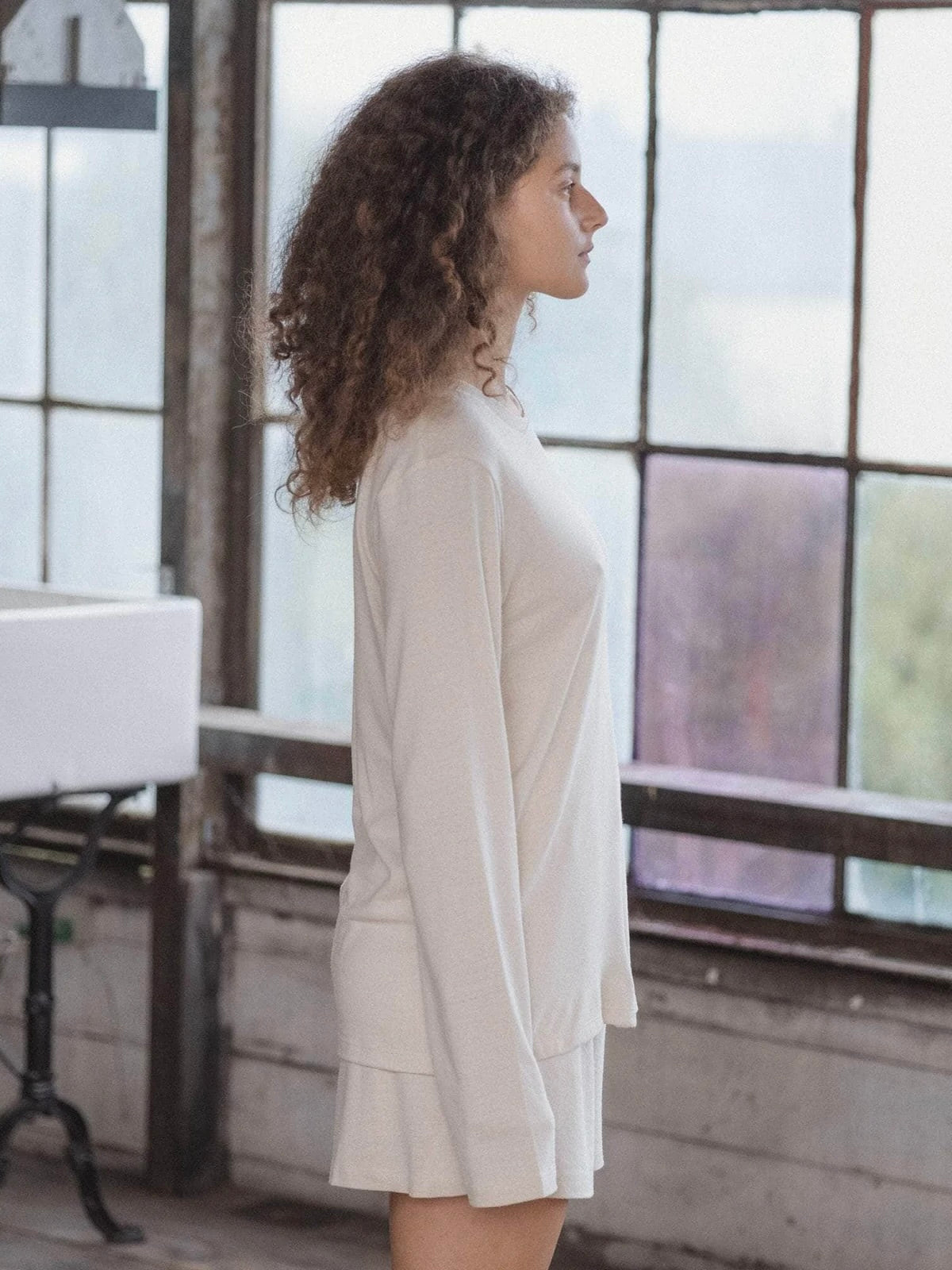 Undyed Silk Long Sleeve Tee