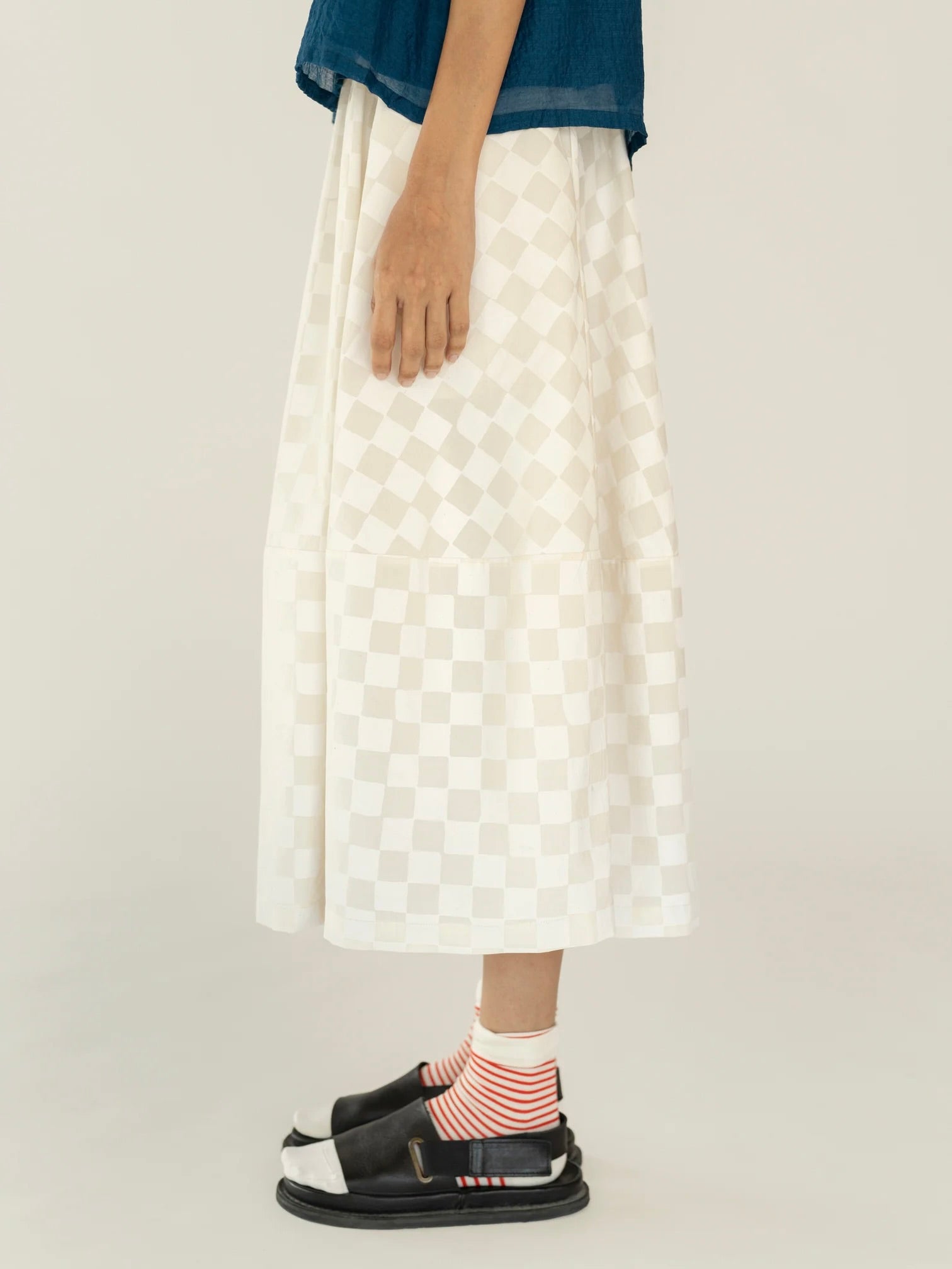 A-Line Skirt in White Check
