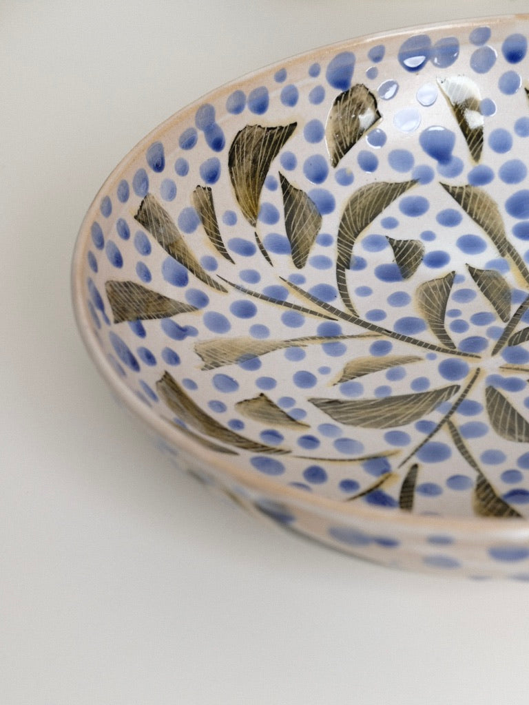 Large Shallow Polka Dot Serving Bowl