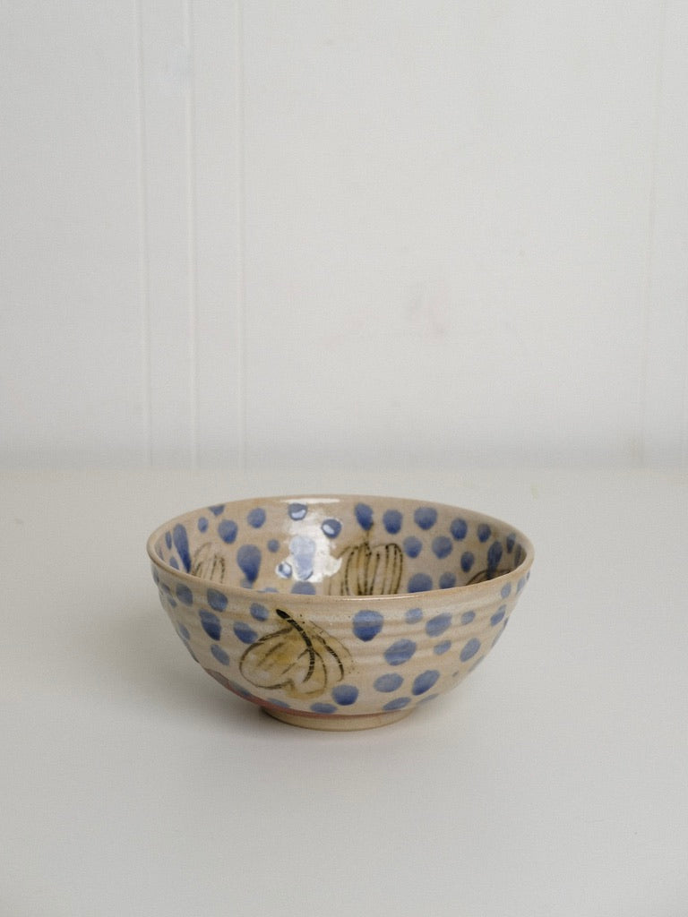 Small Blue Polka Dot Serving Bowl