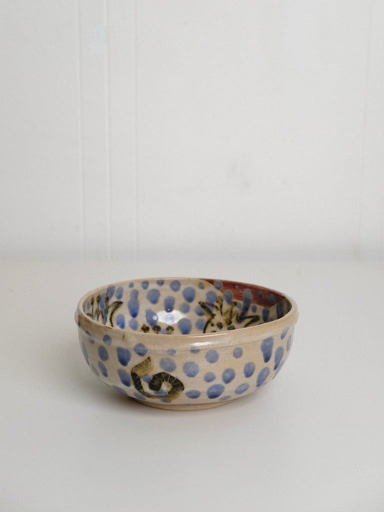 Medium Blue Polka Dot Serving Bowl no. 2