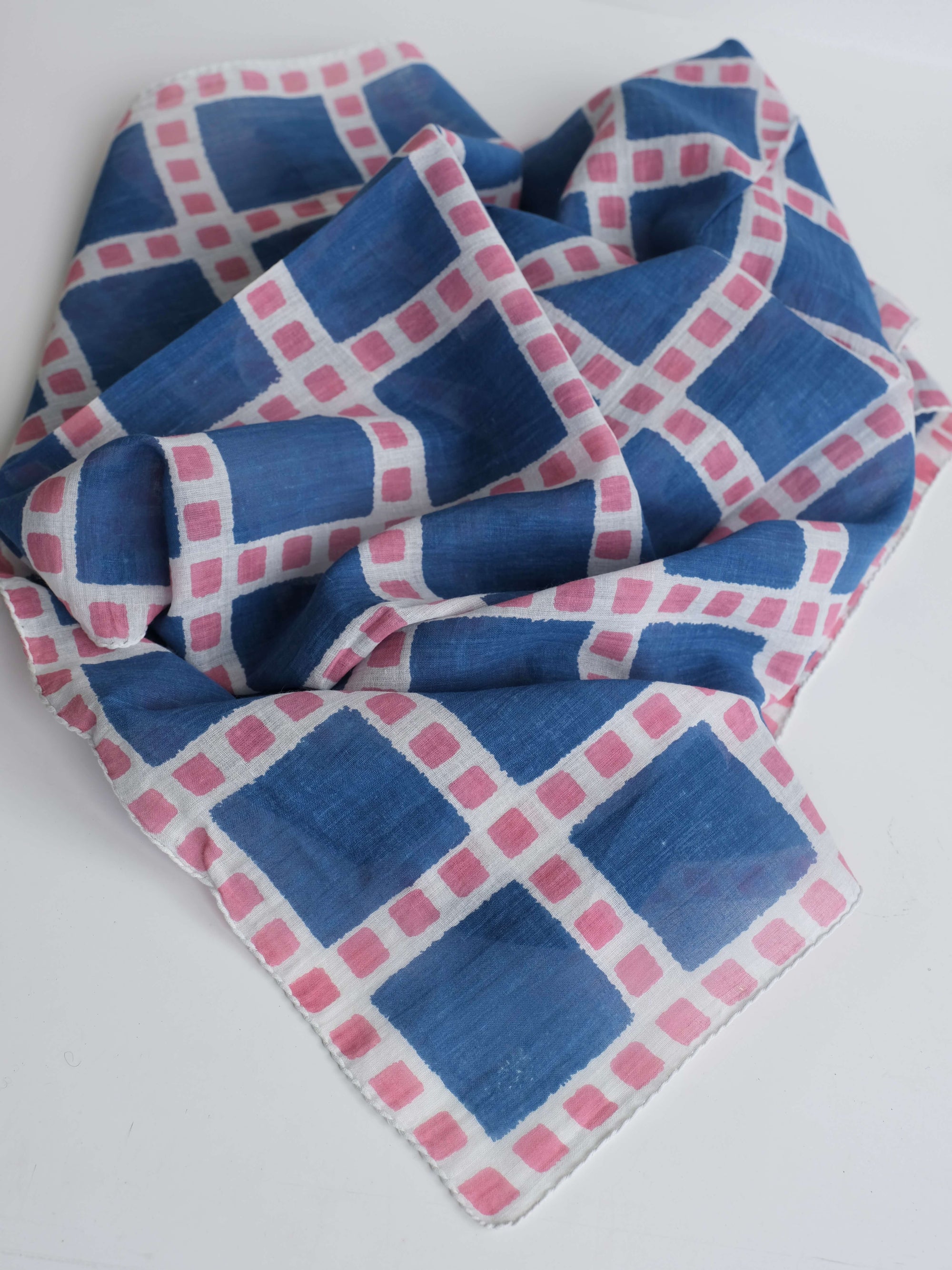 Square Check Bandana in Blue by Épice Paris